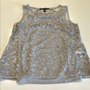 White House Black Market Embellished Gray Sleeveless Tank Top